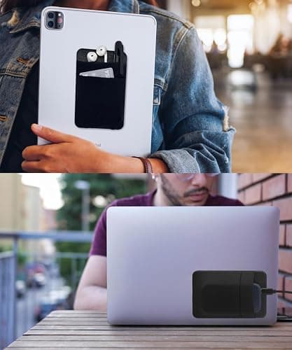Afterplug 2-Pocket Adhesive Pouch for Laptop, Compatible with External Portable SSD, Magic Mouse, USB Cable and More - Black thumbnail 8