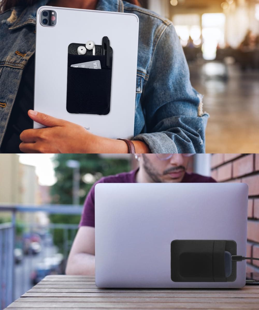 Funda Adhesiva de 2 Bolsillos para Disco Duro de Laptop, Bolsa Reutilizable que se Adhiere para SSD Externo Portátil, HDD, Ratón Delgado y Cables (Pequeño - Cabe SSD) thumbnail 8