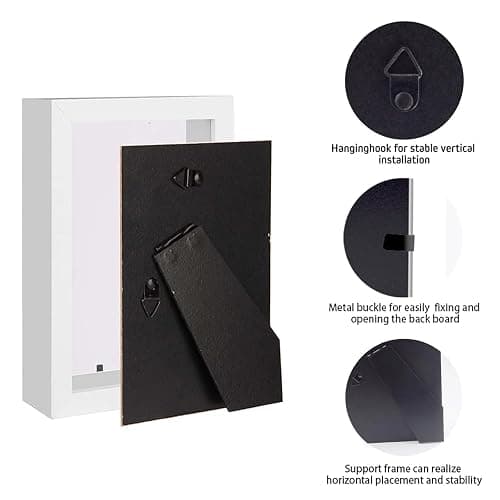 Intcwkan Cadre Photo Profond 20x29 cm, Cadre 3D A4 avec Plexiglas Premium pour Objet, Photos, DIY Artistique, Médailles, Fleurs Séchées - Décoration Murale ou de Table (Blanc) thumbnail 5