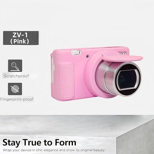 Camera Case for Sony ZV-1,ZV1 Camera Soft Case Cover Rubber Camera Sleeve with Removable Lens Cover,Anti-Scratch Slim Fit Soft Sleeve with ZV1 Screen Protector and Strap Wrist. (Pink) thumbnail 4
