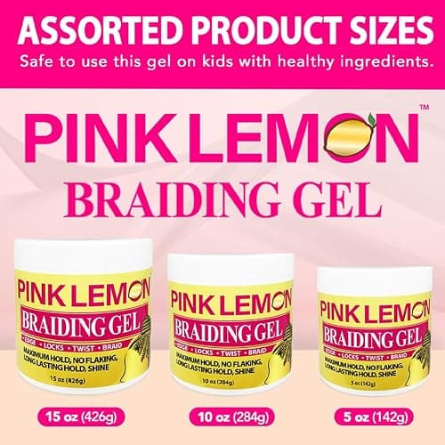 PINK LEMON Braiding Gel (5 oz) - Maximum Hold, No Flaking, Long Lasting Hold, High Shine. For Micro, Inter, Dread, Faux, Loc, Twist, Braid, Edge. thumbnail 6