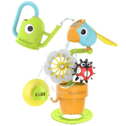 Yookidoo Watering Can Baby Bath Toy (Ages 1-3) Spinning Lady Bug & Tipping Bird Toy With 3 Moving Pieces (Mold Free) - Attaches To Tub Wall For Easy Toy Holder and Storage - For Toddler Bath Time - Image 1