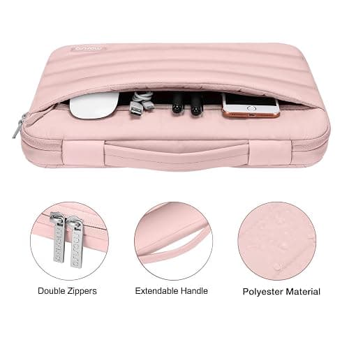 MOSISO Compatible with MacBook Pro 14 inch Case 2025-2021 M5 M4 M3 M2 M1 A3434 A3112 A3185 A3401 A2918 A2992 A2779 A2442, Hard Shell&Puffy Sleeve Bag&Keyboard Cover&Webcam Cover&Screen Film, Pink thumbnail 4