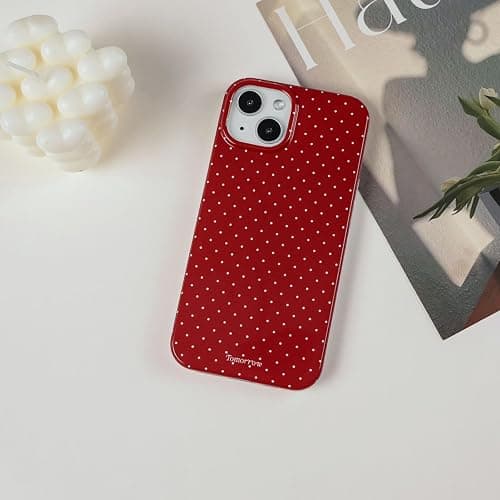 inewateri Compatible with iPhone 13/14 Case with Cute Fashion Polka Dot Aesthetics Design Simple Cases for Soft TPU Slim Protection Cover-Red thumbnail 6