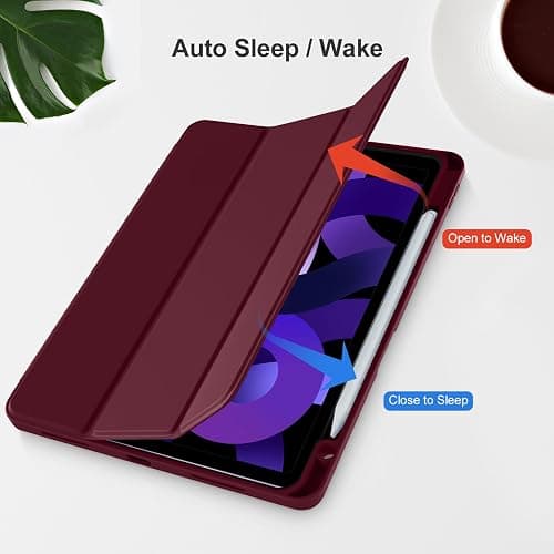Akkerds for iPad Air 11 Inch Case M4/M3/M2, Air 5th/4th Gen 10.9, WineRed | With Pencil Holder, for iPad Air Case 2026/2025/2024/2022/2020, Soft TPU Back, Slim Trifold Stand Cover, Auto Sleep/Wake thumbnail 5