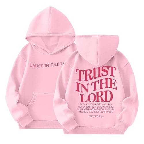 Kelxjia Trust In The Lord Graphic Hoodie For Girls Christian Jesus Hoodie Kids Faith Hooded Sweatshirt Preppy Pullover Tops - Image 1