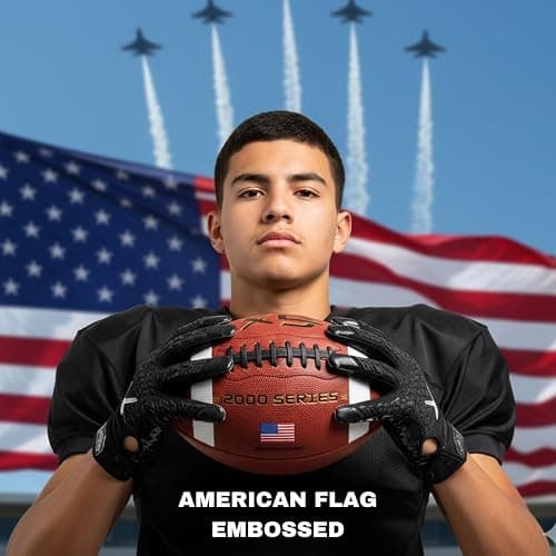 GX TOUR+ Official Size 9 Football, 2000 Series Collection, Premium Leather Construction, American Football with Ball Pump, College Regulation Size thumbnail 4