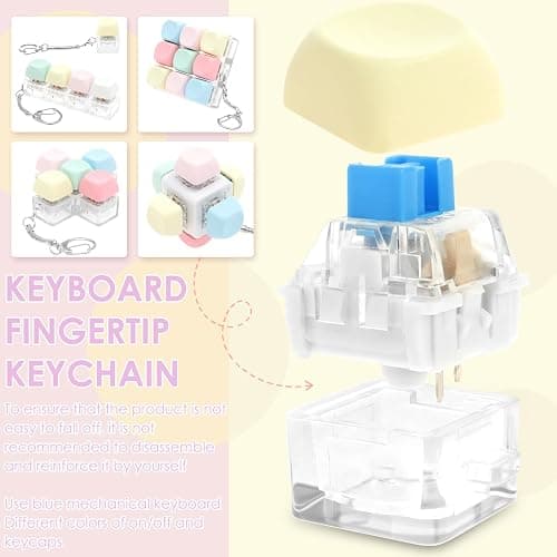 5Pcs Adult Keyboard Clicker Toy, Decompression Toys, Mechanical Keyboard Keychain Toy, Cube Key Button to Relief Pass thumbnail 5