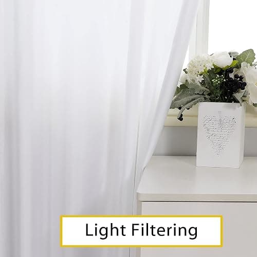 Chyhomenyc Uptown White Faux Silk Curtains 96 Inch Length 2 Panels for Bedroom, Shiny Luxury Light Filtering Slub Textured Soft Fabric Rod Pocket Window Drapes, Each 40x96 Inches, 8 FT thumbnail 8
