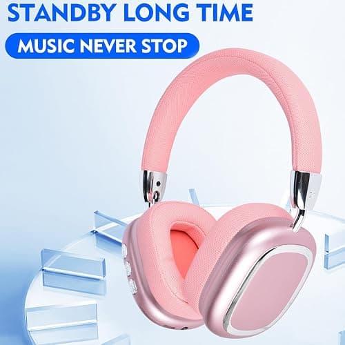 New Wireless Headset, Hifi Clear Call, Comfortable Fit With Head, Foldable, Rotatable, Stretchable. Compatible with Mobile Phones, Computers, MP3 and Other Devices. Wireless Headphones (Pink) thumbnail 6