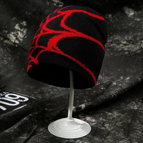 Spider Web Beanie Hat Wool Gat De Punto De Punto Y2k Street Beanie Fashion Hip Hop Skull Cabellera para Hombres Mujeres Invierno Beanie Cálido thumbnail 2