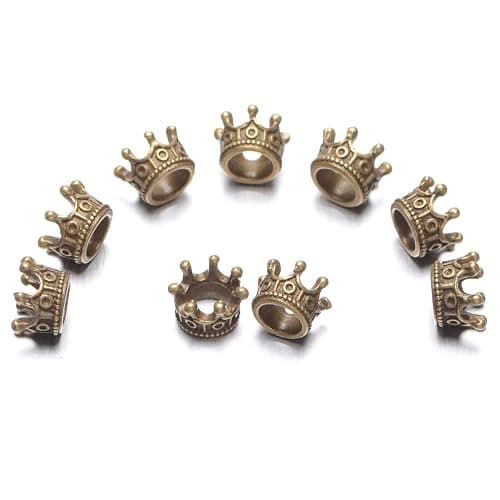 AD Beads 20 Pieces Solid Metal King & Queen Crown Big Hole Bracelet Connector Charm Beads - Image 1