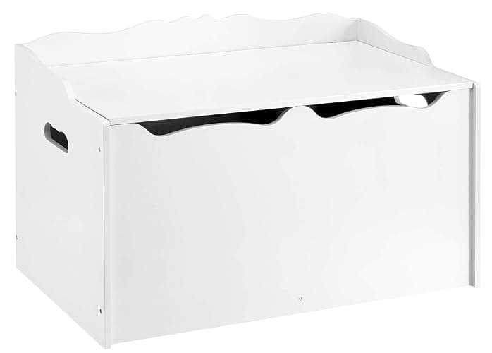 Amazon Basics Kids Toy Box, Wooden Organizer Storage Chest,White, 30" x 18" x 19" - Image 1
