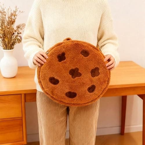 Hibilog Women’s Cute Plush Faux Fur Chocolate Cookie Shoulder Bag, Large Fluffy Coquette Crossbody Bag for Everyday Use thumbnail 5