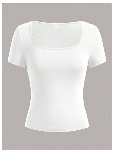 SOLY HUX Women's 3 Piece Square Neck T Shirts Summer Short Sleeve Fitted Dressy Casual Tops thumbnail 3