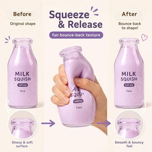 Milk Bottle Shaped Squishy Toy，Pink Milk | Soft elastic material thumbnail 4