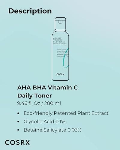 COSRX ABC Daily Toner, Korean Toner for Day & Night with AHA, BHA, & Vitamin C, Refreshing Exfoliating Toner for Clean Radiant Skin, Korean Skin Care, 280ml / 9.46 fl.oz thumbnail 8