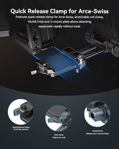 SMALLRIG Foldable V Mount Battery Plate w/QR Plate for Arca, for Sony FX3 / A7 V / A7 IV / A7S III, for Canon R5 / R6, for Nikon Z8, Compact Camera Video Rig, for NEEWER V Mount Battery PS099E thumbnail 2