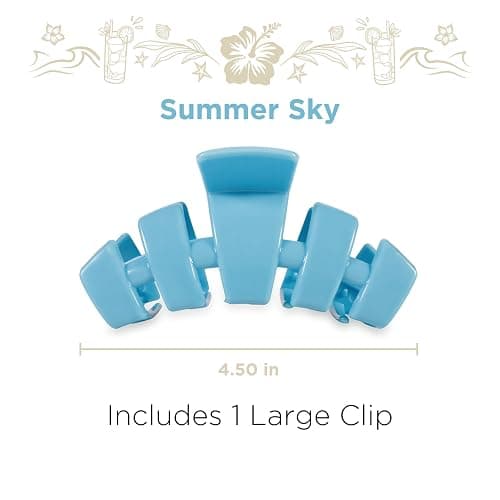 TELETIES - Large Hair Clip - For Thick to Super-Thick Hair - Strong Grip, Bendable Teeth, Comfortable Curved Design - For All Hair Textures - Summer Sky thumbnail 2
