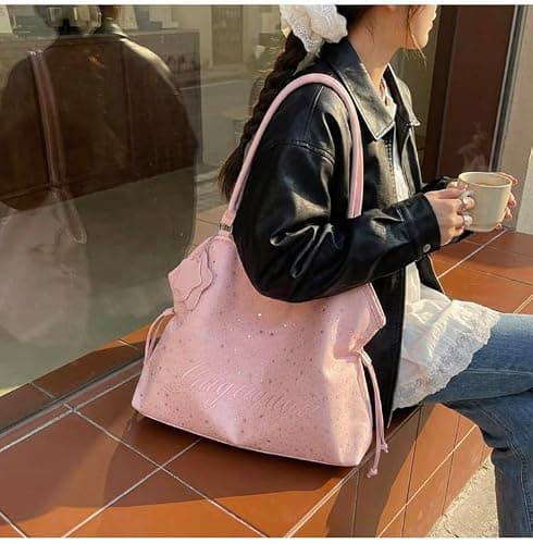 JQWYGB Polka Dot Hobo Tote Bag Y2k Hobo Shoulder Bag for Women Polka Dot Slouchy Tote Handbag for Work Travel thumbnail 3