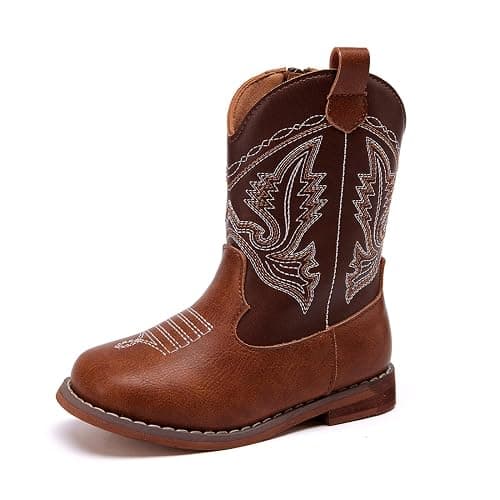 BMCiTYBM Toddler Cowboy Boots Western Cowgirl Boots Boys Girls Mid Calf Square Toe Riding Walking Shoes thumbnail 3