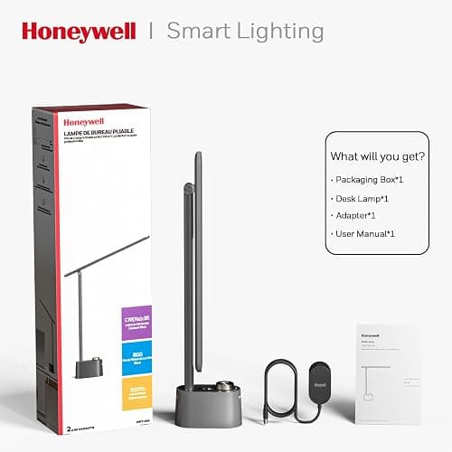 Honeywell HWT-H01 LED Desk Lamp Stepless Dimmable Table Lamp with USB A+C Dual Charging Port Eye-Caring Foldable Desk Light with 3 Color Modes for Home Office Bedroom Reading Study Sunturalux (Gray) thumbnail 6