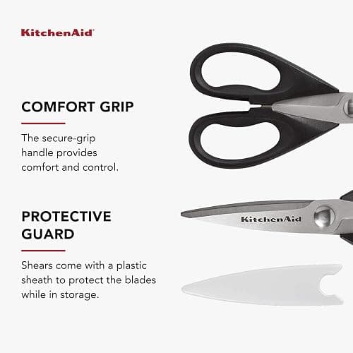 KitchenAid All Purpose Kitchen Shears with Protective Sheath Durable Stainless Steel Scissors, Dishwasher Safe, Soft Grip Comfort Handle, 8.72 Inch, Black thumbnail 10