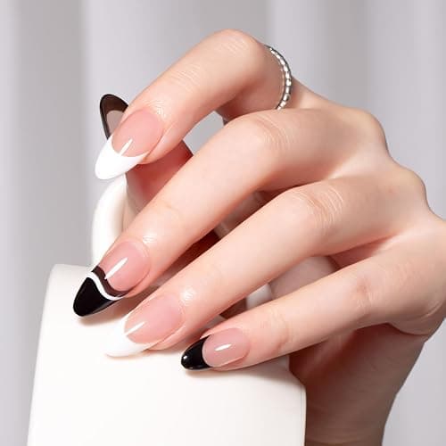 MAYCHAO Gel Liner Nail Art Polish Black and White 2pcs Set 8ml Build in Thin Brush for Swirl/Euphoria French Tips Manicure Painting DIY at Home thumbnail 2
