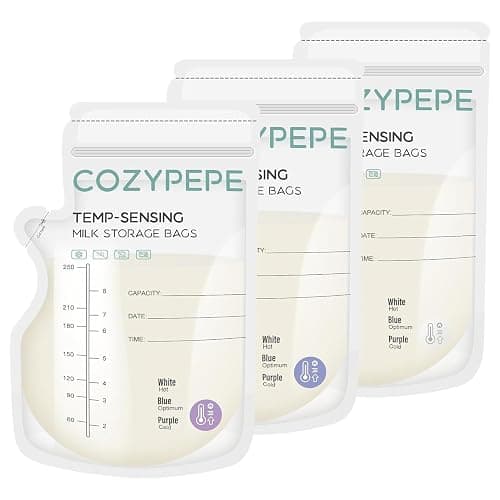 100 Pcs Breastmilk Storage Bags, 8oz/250ml Breast Milk Storing Bag with Pour Spout, Temperature-Sensing Color Change Milk Bag for Convenient Breastfeeding, No Leak Presterilized for Freezer - Image 1