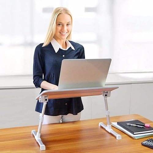 Amazon Basics Adjustable Tray Table Lap Desk Fits up to 17-Inch Laptop, Large, 13"x24", Cream thumbnail 3