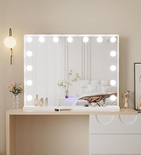 AVC Designs Hollywood Vanity Cosmetic Mirror with LED Lights Large Makeup Mirror with 15 Dimmable Bulbs and 3 Lighting Modes 58 x 45cm thumbnail 3
