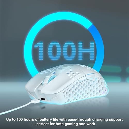 SOLAKAKA SM600 White Wireless Gaming Mouse,Tri-Modes BT5.1/Type-C Wired/2.4G Wireless Mouse with 2 Side Buttons, Programmable Macro Gamer Mouse with RGB Light for Laptop/PC/Mac thumbnail 5