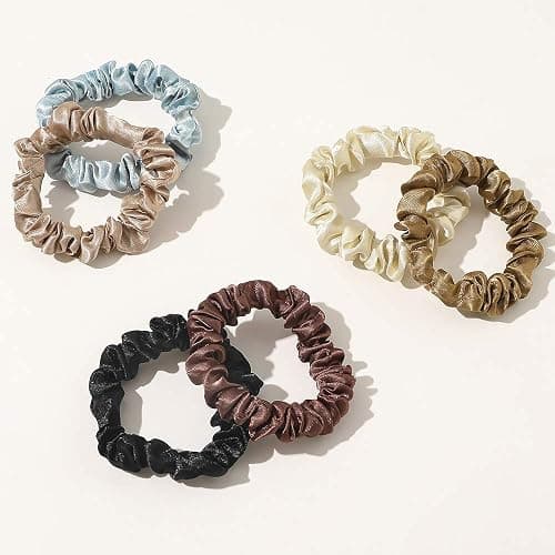 Scrunchies Silk Satin Hair Ties - Elestics Ponytail Holder Hair Bands Small Scrunchy For Thick Curl Hair No Crease Hair Ties Accessories Soft Ropes No Hurt Your Hair for Women and Girls thumbnail 2