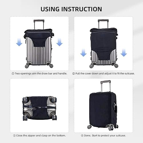 ZSUUGJ Black Bow Elastic Travel Luggage Cover, Washable Spandex Suitcase Protector, Anti-Scratch Fits 18-32 Inch, Black, Medium thumbnail 8