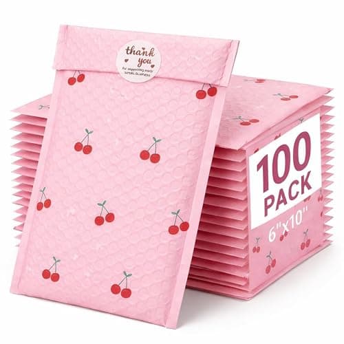 Cozymood 6x10 Inch Pink Poly Bubble Mailers 100 Pack,Waterproof Self Seal Adhesive Small Padded Mailing Envelopes,Cushioning Bubble Envelopes for Shipping,Mailing,Small Business,Packaging,Bulk #0 - Image 1
