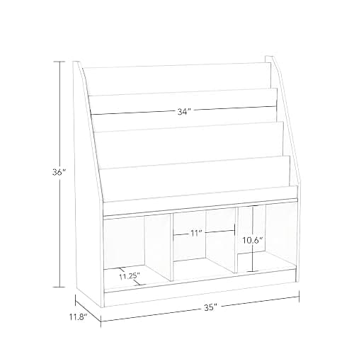RiverRidge Kids 4 shelves Three Cubbies Bookrack, White (02-251), 11.81"D x 35"W x 36"H thumbnail 3