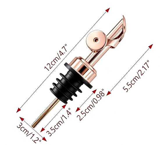 Olive Oil Dispenser Spout Stainless Steel Auto Flip Pourer 2Pk Rose Gold | 304 stainless steel, auto flip-top, leak-proof stopper, fits standard oil bottles, easy clean, for kitchen & cocktail use thumbnail 3