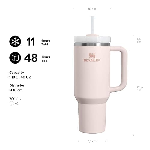 STANLEY 1913 Quencher H2.0 FlowState Tumbler 1.2L - Rose Quartz | Cold For 11 Hours - Iced For 48 Hours - Stainless Steel Tumbler With Straw, Handle And Lid - Dishwasher Safe Travel Mug thumbnail 2