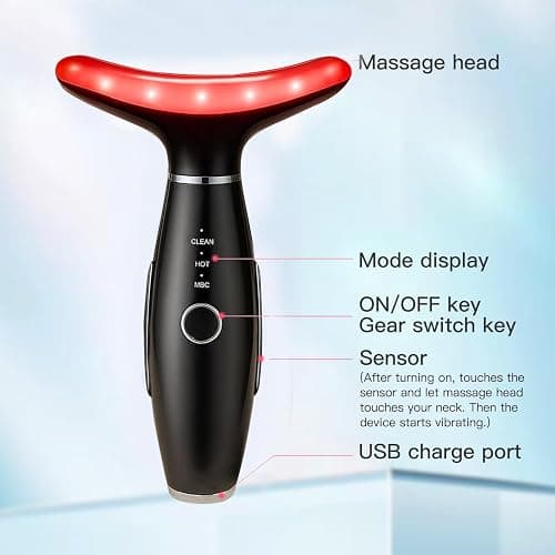 TLINNA Face Massager -7 Color Red-Light-Therapy for Face and Neck for Wrinkles, Double Chin, Vibrating Facial Massager with Thermals (Black) thumbnail 8