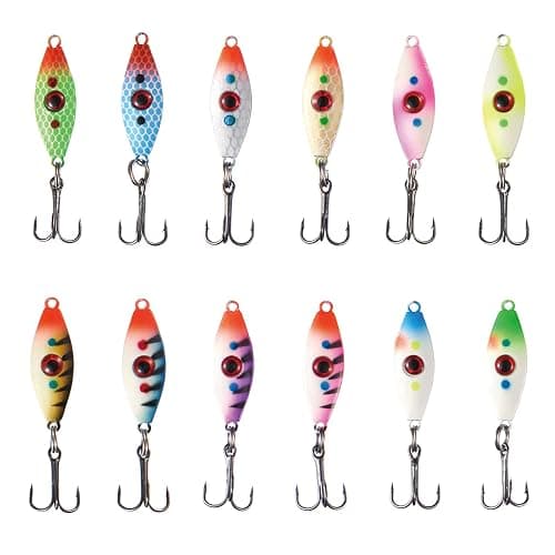 BASSDASH Ice Fishing Lure Kit Glowing Paint Jigs for Winter Ice Jigging Crappie Sunfish Perch Walleye Pike with Tackle Box - Image 1