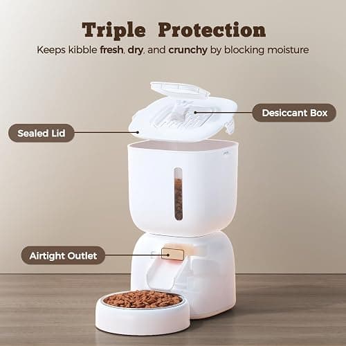 Sandpoy Automatic Cat Feeder and Water Dispenser FW1, 3L Cat Food Dispenser with Locking Lid, Two-in-One Set Timed Dog Feeder for Cats and Puppies, Pet Feeder with Portion Control, 4 Daily Meals thumbnail 5