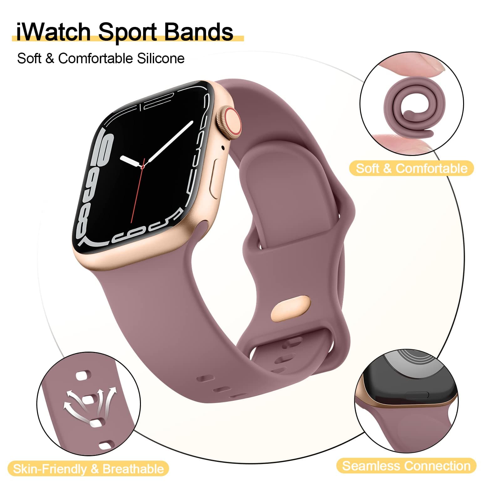 [4 Pack]Silicone Bands for Apple Watch Bands Women Men 49mm 45mm 44mm 42mm 41mm 40mm 38mm, Soft Adjustable Comfortable Replacement Sport Strap for iWatch UltraWatch Series 10/9/8/7/SE/6/5/4/3/2 thumbnail 2