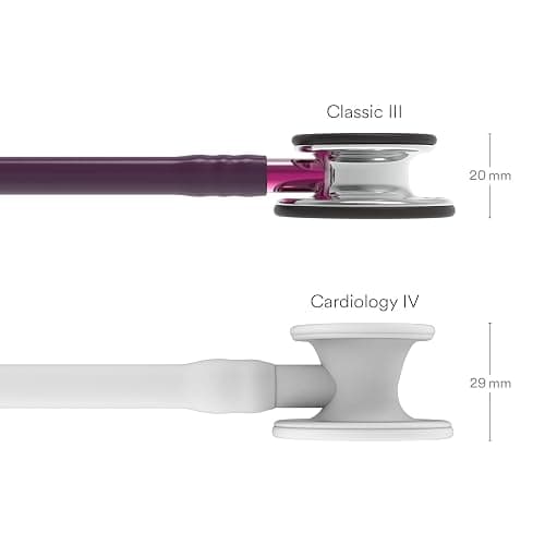 3M Littmann Classic III Monitoring Stethoscope, 5960, More Than 2X as Loud, Weighs Less, Stainless Steel Mirror-Finish Chestpiece, 27" Plum Tube, Pink Stem, and Smoke Headset thumbnail 13