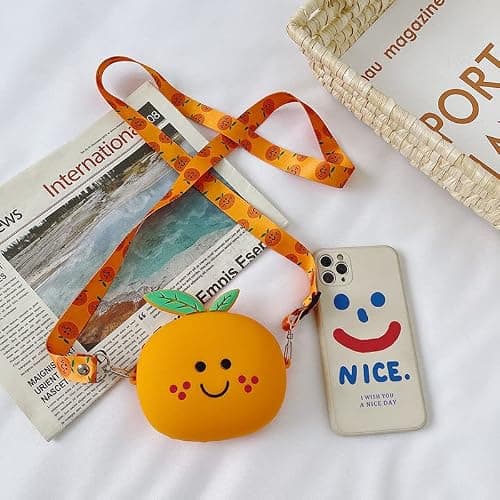 JUCHAO Silicone Mini Coin Purse Shoulder Bag Cartoon Kids Purse for Children's Handbags Shoulder Bag for Toddler Little Girl (Orange) thumbnail 6