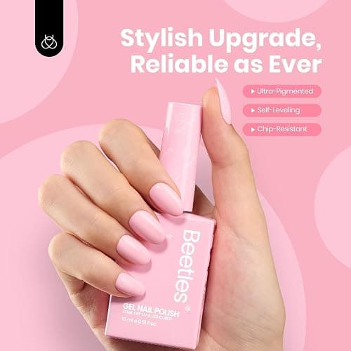 Beetles Pink Gel Nail Polish - 15 ML Light Pink Color Fairy Floss Polish Soak off Uv LED Lamp Baby Pink Nails DIY Salon for Women Colorful Bottle Gift for Women thumbnail 7