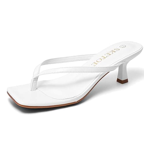 SKETOE Kitten Heels for Women Square Toe Sandals Flip Flop Heels Thong Sandals Comfortable Summer 2 Inch Heels Sandals - Image 1