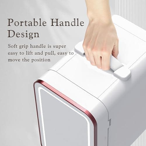 YLFU Mini Fridge for Bedroom, 6L/10 Can Skincare Fridge with Dimmable LED Light Mirror for Dorm & Office, Portable Cooler & Warmer Small Compact Refrigerator for Skincare, Makeup and Cosmetics, White thumbnail 8