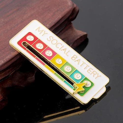 Battery mood found - My Battery mood Creative Lapel Pin, Fun Enamel Emotional Pin 14 Days A Week - White+Black thumbnail 7