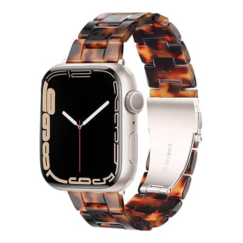 HOPO Resin Bands Compatible With Apple Watch Band iWatch Band For Women Men | 38/40/41/42/44/45/46/49mm,Series Ultra/11/10/9/8/7/6/5/4/3/2/1/SE,Dressy Thin Lightweight Strap Bracelet Fashion Wristband - Image 1