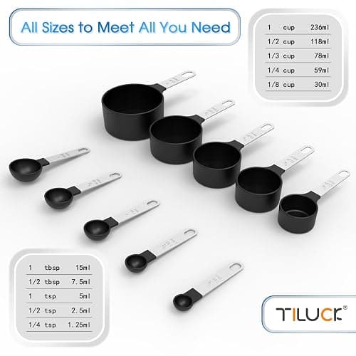 TILUCK Measuring Cups & Spoons Set, Stackable Cups and Spoons, Nesting Measure Cups with Stainless Steel Handle, Kitchen Gadgets for Cooking & Baking (Gray) - Gray thumbnail 5